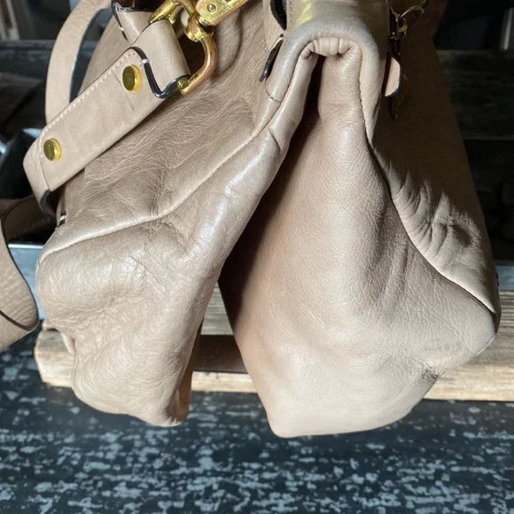 Golden Lane Soave Duo Bloomingdale’s Medium Leather Satchel Purse Bag - Picture 15 of 16